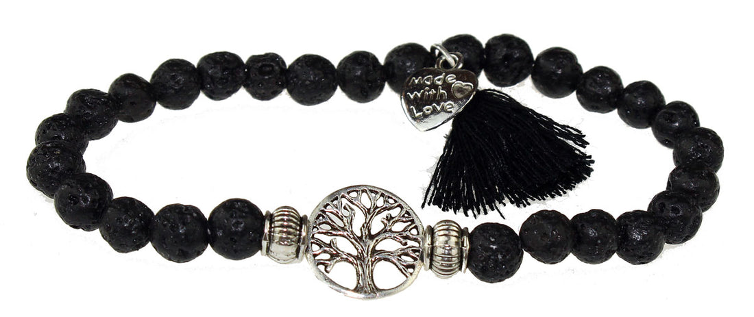 Armband Lebensbaum mit Lava Steinen