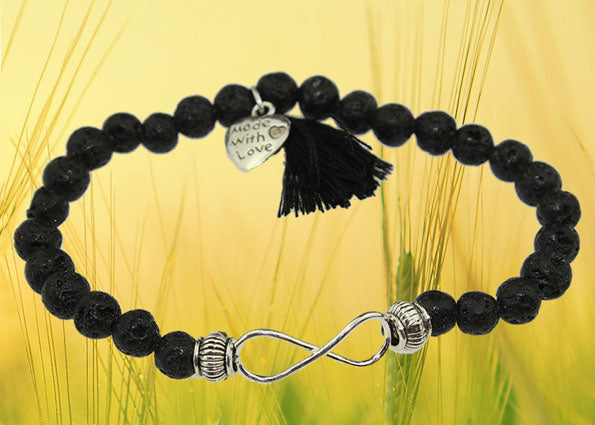Armband Infinity mit Lava Steinen