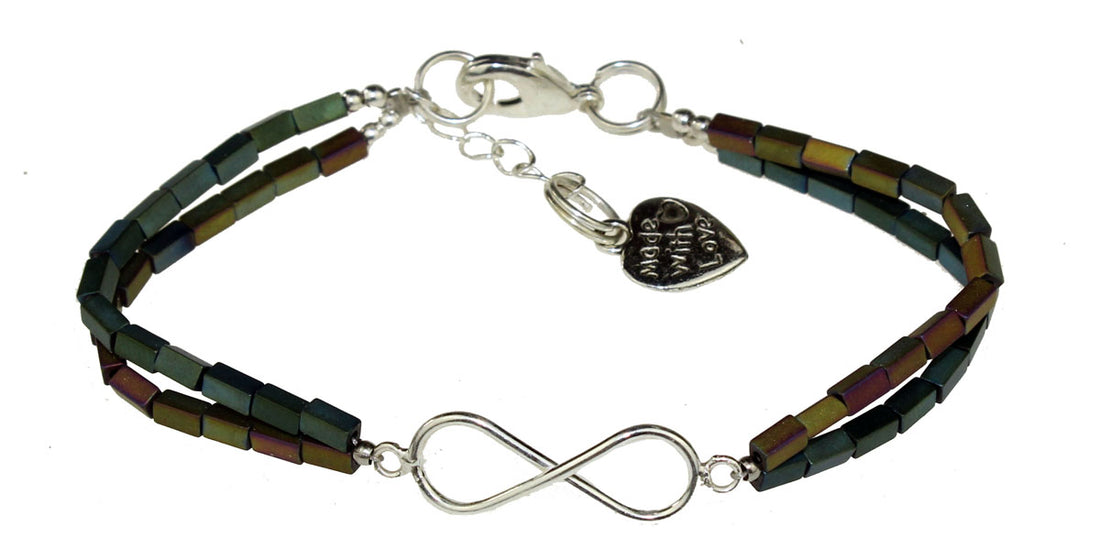 Armband Infinity mit Regenbogen Hämatite