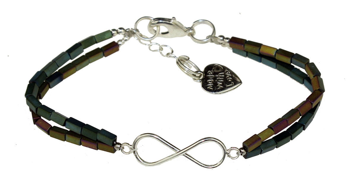 Armband Infinity mit Regenbogen Hämatite