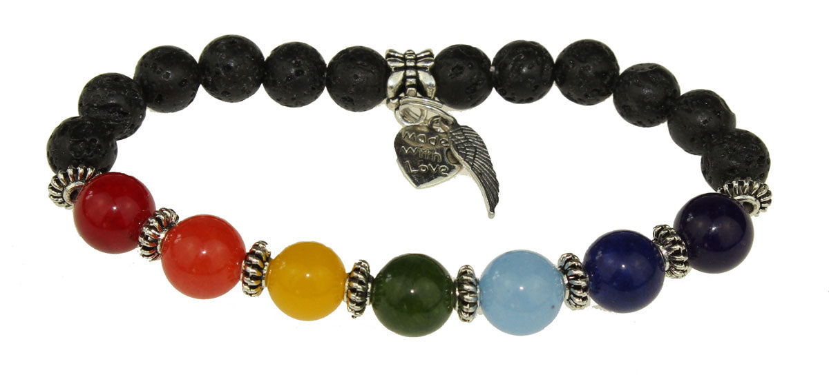 Chakra-Armband mit Lava-Achat Steinen