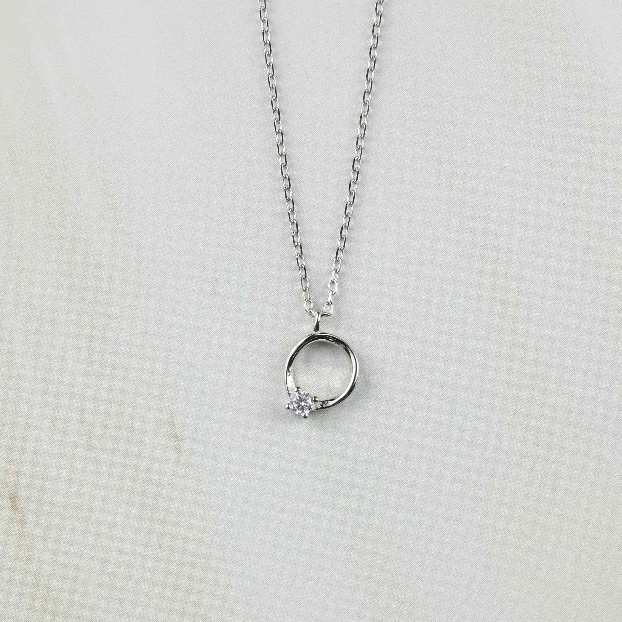 925 Silberkette mit Diamantring ( Zirkon )
