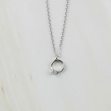 925 Silberkette mit Diamantring ( Zirkon )