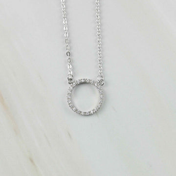 Halskette Kreis Zirkon in Diamantschliff gefasst - 925 Silber