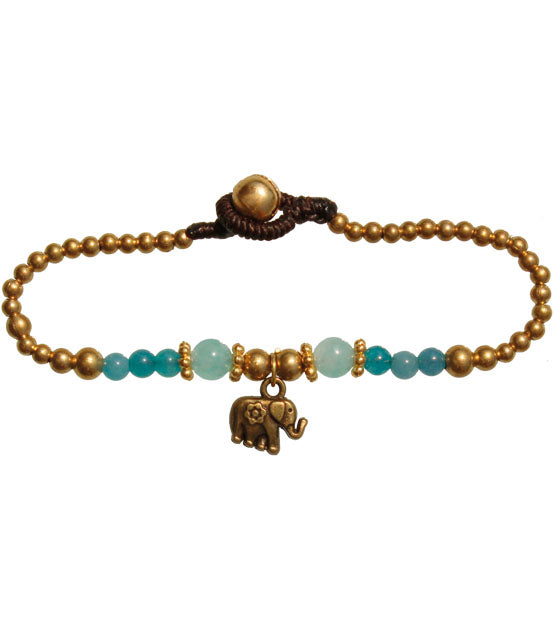 Elefantenarmband, Bronze mit blauen Steinen