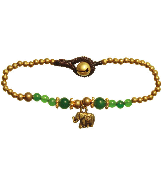 Elefantenarmband, Bronze mit grünen Steinen