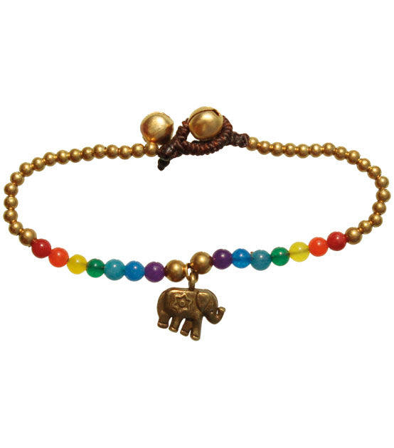 Elefanten-Chakra-Armband, Bronze mit Steinen