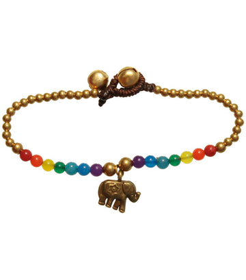 Elefanten-Chakra-Armband, Bronze mit Steinen