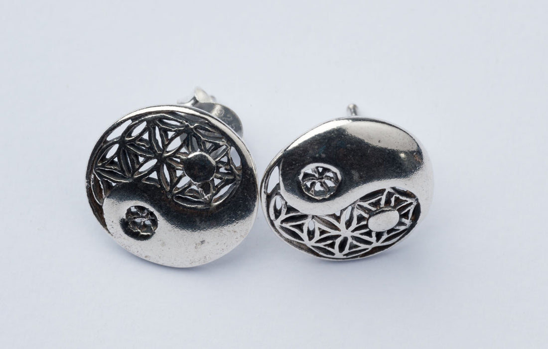 Ohrstecker "Blume des Lebens mit Yin Yang"