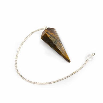 Pendel Tigerauge sechskant mit Kette, 3,5 cm