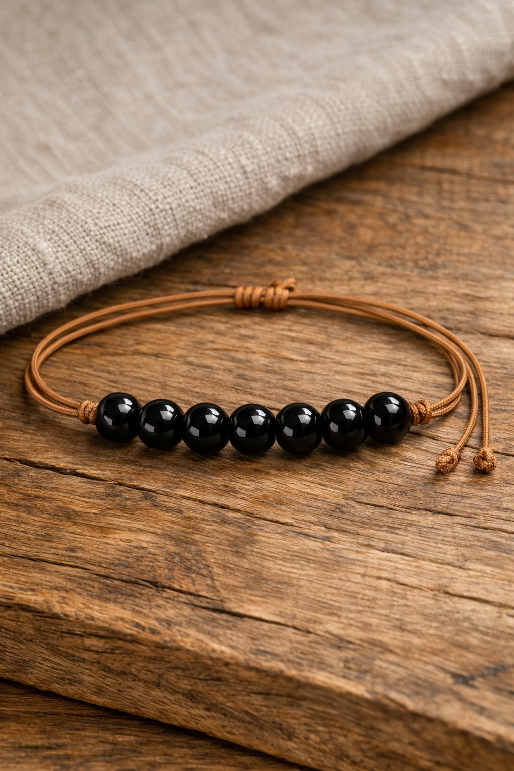 Armband Schwarzer Turmalin  mit 7 Perlen