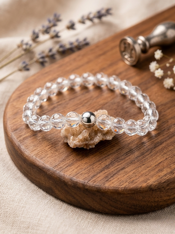 Armband Bergkristall Kugel Facettiert -4mm