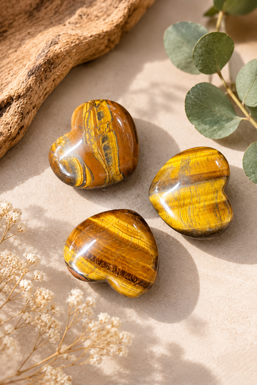Edelstein Herz bauchig, Tigerauge, 4,5cm
