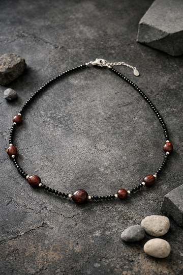 Edelsteinkette Granat Spinell facettiert 2mm, mit Silberverschluss, 40 bis 46cm verstellbar
