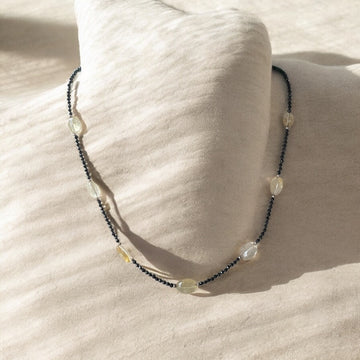 Edelsteinkette Citrin - Spinell 40 cm facettiert 2 mm
