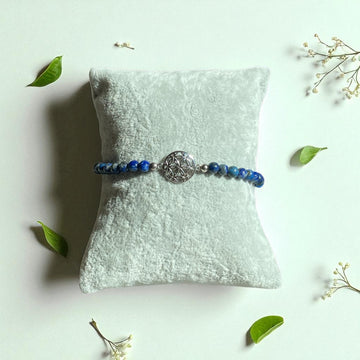 Armband Blume des Lebens Lapislazuli, 4 mm Kugel