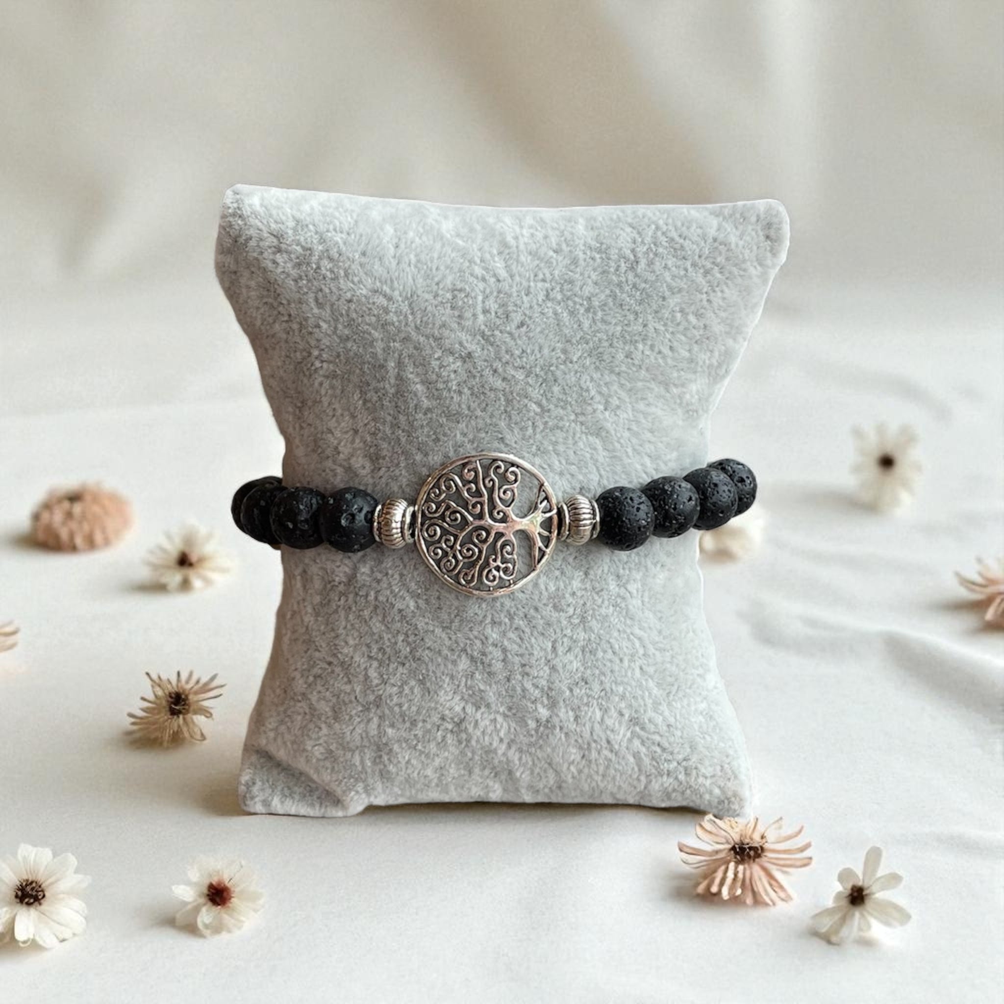 Armband Lavastein Stein-Perlen Baum  des Lebens