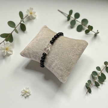 Armband Turmalin schwarz mit Engelsflügel