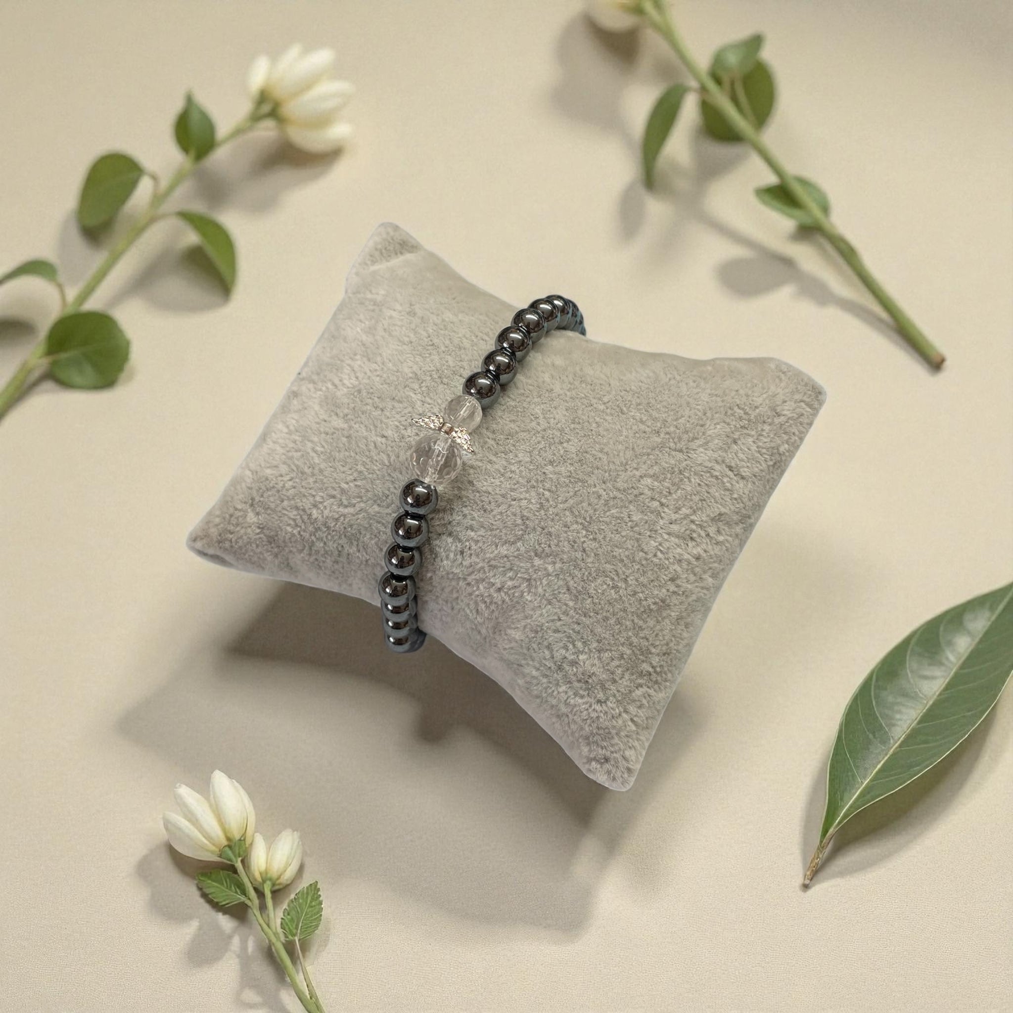 Armband Hämatit mit Engelsflügel