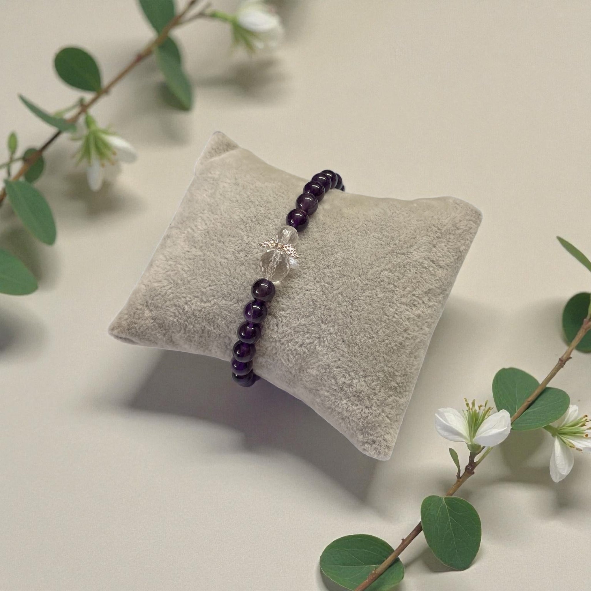 Armband Amethyst mit Engelsflügel