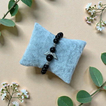 Armband Onyx mit Engelsflügel Silber