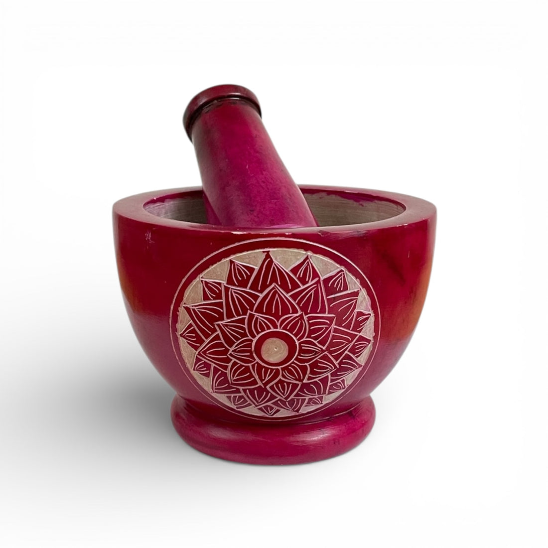 Mörser aus Speckstein pink - Blume DM 10 cm