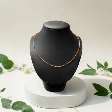 Edelsteinkette Karneol facettiert 2 mm, von 40 bis 45 cm verstellbar, Silberverschluss