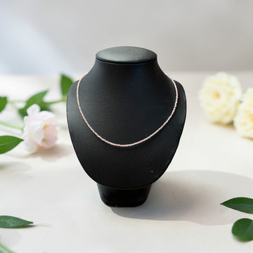 Edelsteinkette Pink Opal facettiert 2 mm, von 40 bis 45 cm verstellbar, Silberverschluss