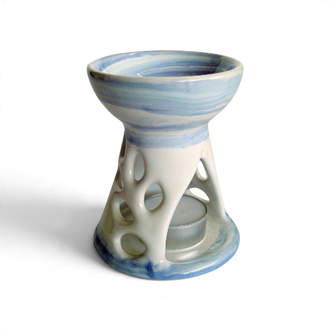 Aromalampe PICCOLO weiß bemalt mit blau-mint