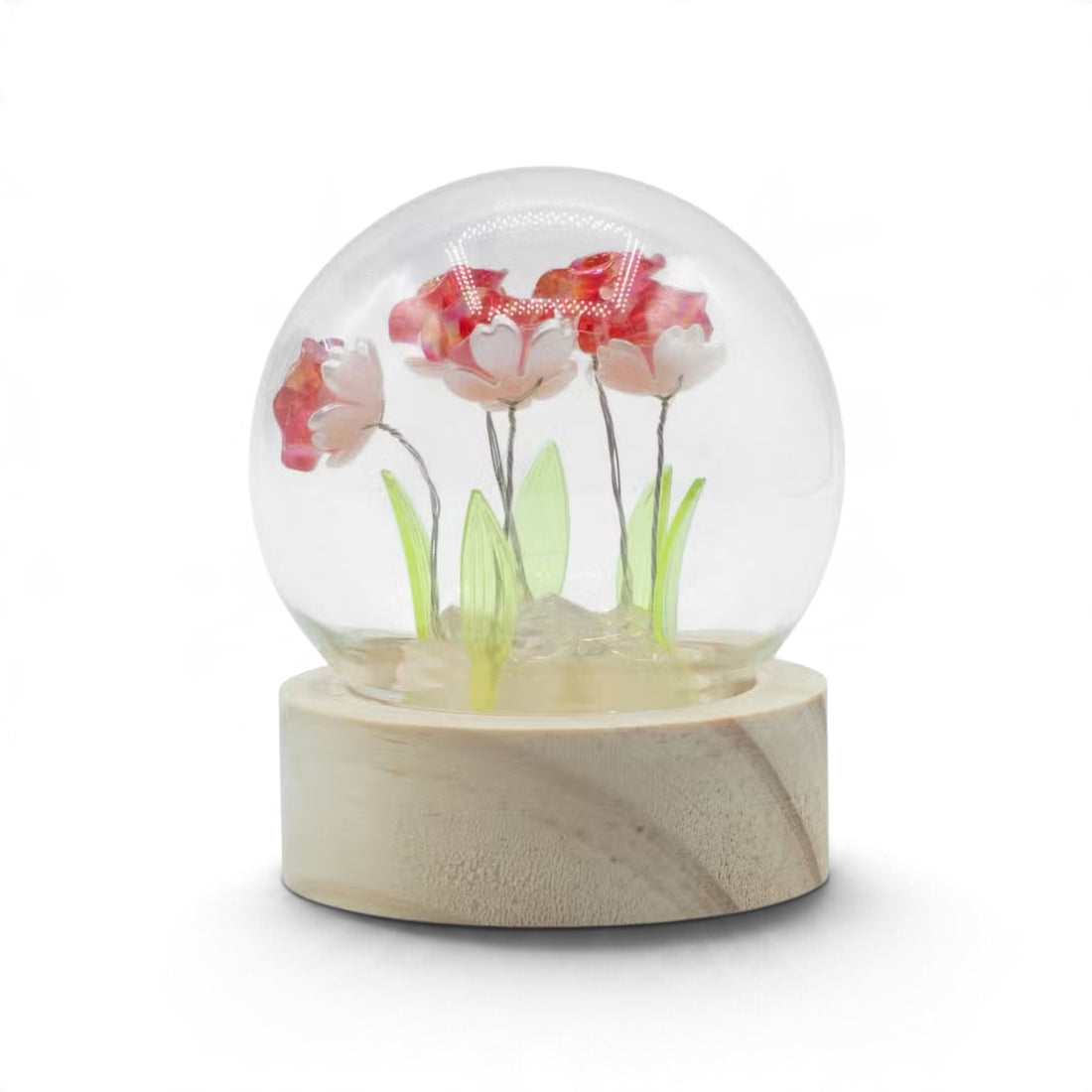 LED Blühende Leuchtgartenkuppel, 5 rote Rosen, LED-Batterie