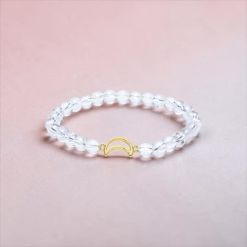 Armband Bergkristall mit Mond 6mm Perlen