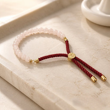 Edelstein-Schnur-Armband - Rosenquarz