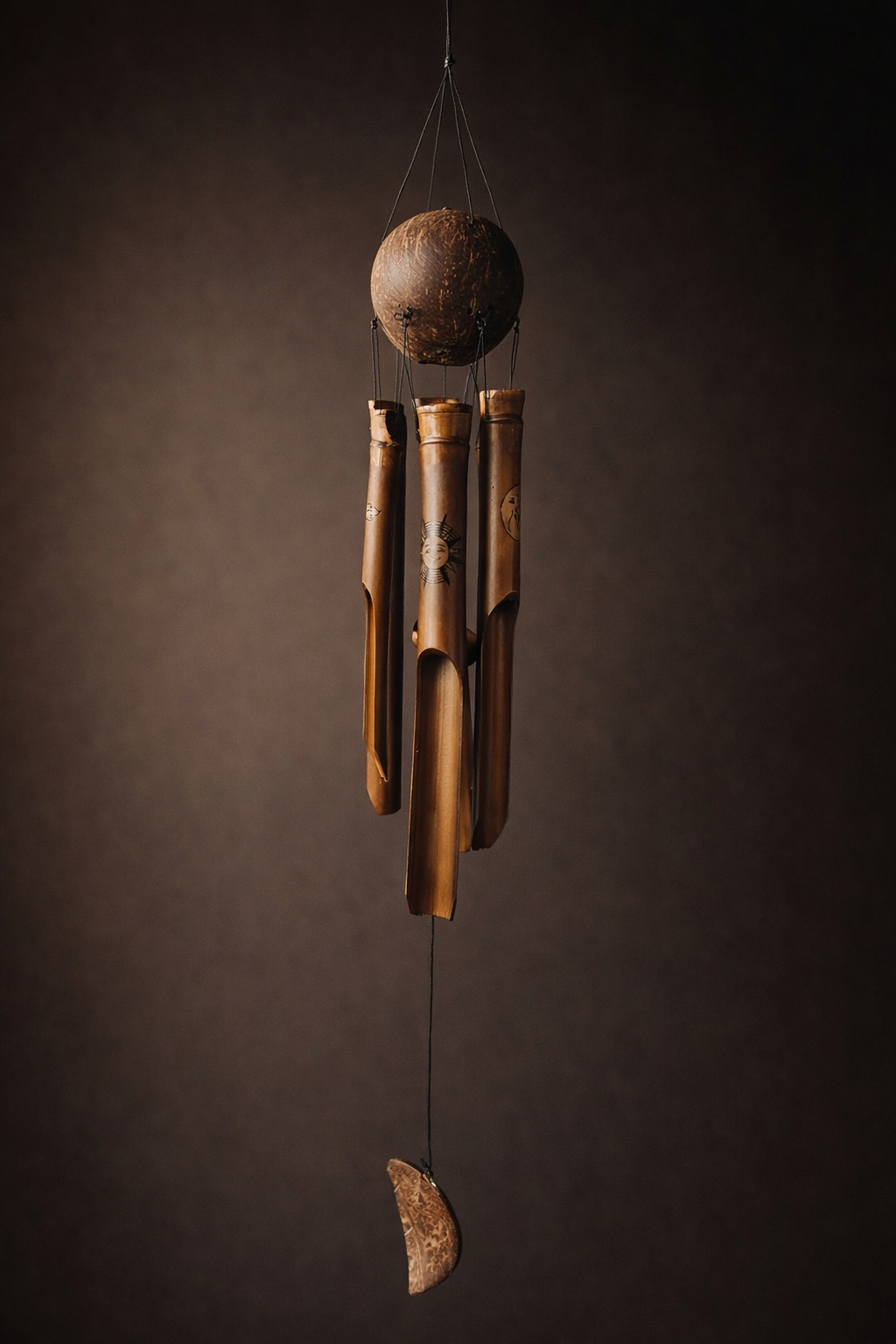 Bambus Windglockenspiel, Sonne & Yin, ca. 65 cm